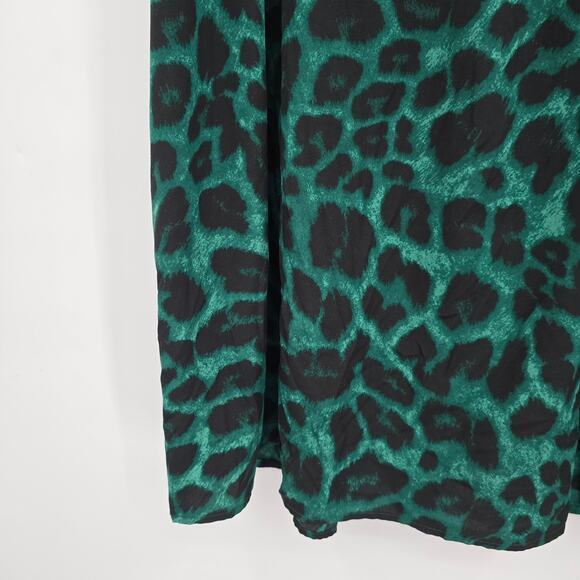 SHEIN Curve Women's Plush Leopard Animal Cheetah Print Dress Green Black 2XL - Picture 6 of 8